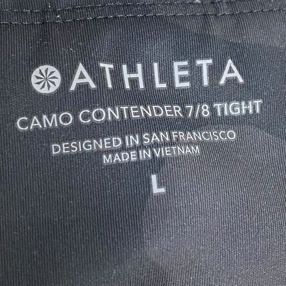 Athleta Contender 7/8 Tight Womens Large Camo Leggings Zip Pockets Workout Gym - Picture 3 of 13